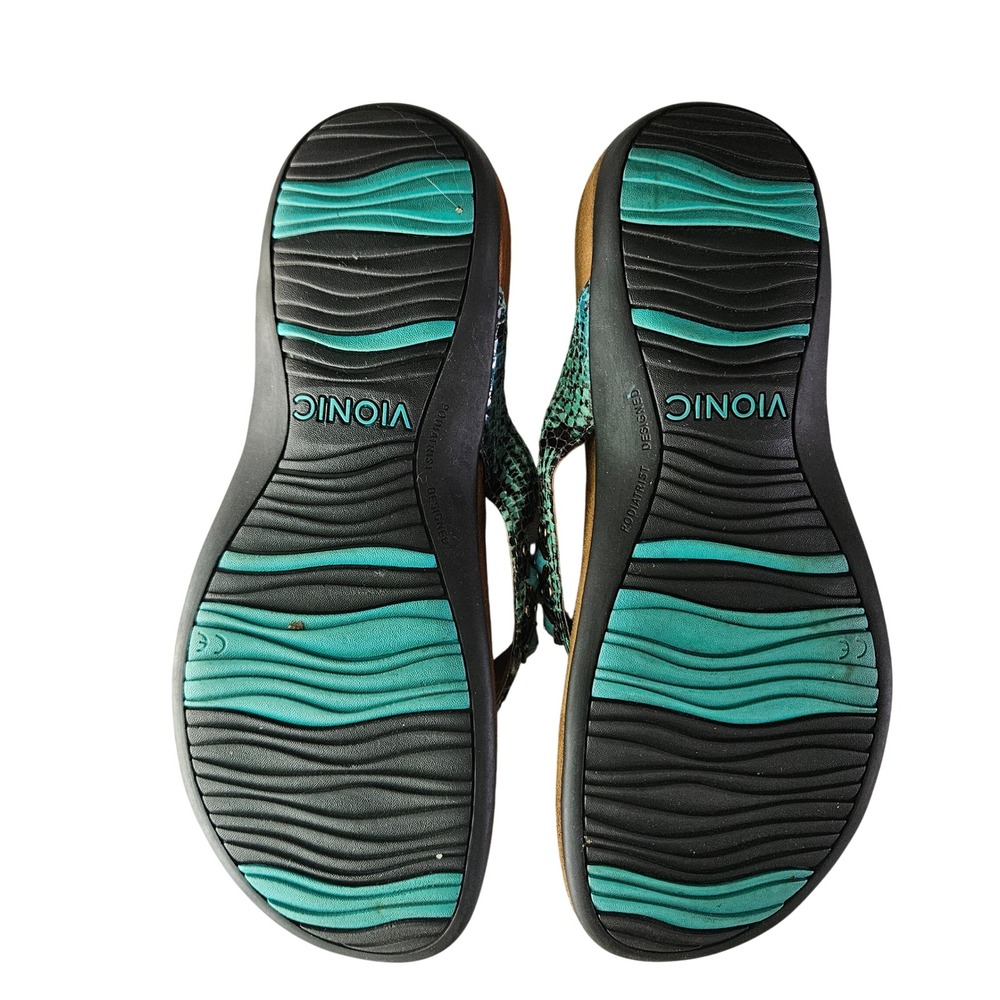 Vionic Floriana Teal Snakeskin Turquoise Studded Orthotic Sandals Womens 8 - Picture 7 of 7